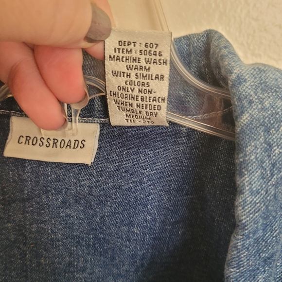 Vintage Crossroads 100% Cotton Long Sleeve Denim Jean Jacket Size Small - Picture 10 of 12
